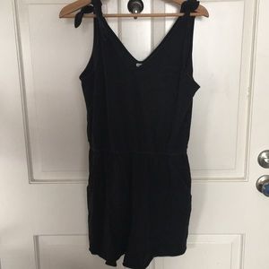 Aerie Sunset Terry Fleece Tie Romper black large
